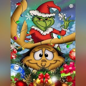 Completed Grinch And Max Diamond Art